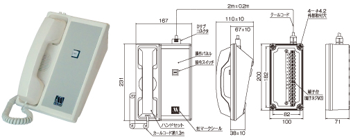 汎用形ハンドセットステーション - HV100　外観図